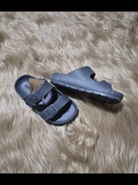 Weestep Double Adjustable Strap Slide Sandals Black Sz. Toddler 10